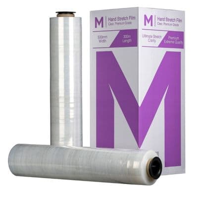 Hand Stretch Film, 20mU, 300m, Clear, 4 pack