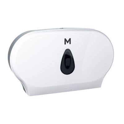 White Double Jumbo Toilet Roll Dispenser